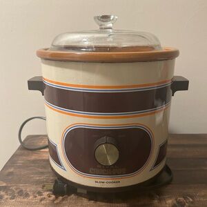 Vintage Rival Crock-Pot Slow Cooker 3.5 Qt Model 3100 Brown Orange Works